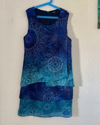 Vestido Desigual Azul y Turquesa Talla M