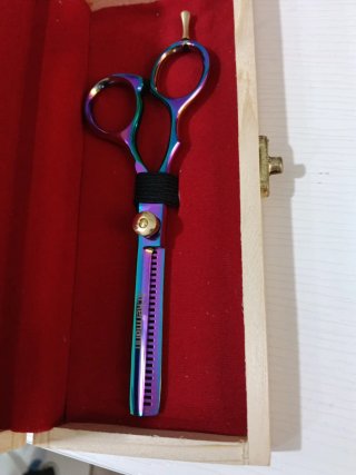 Tijera de entresacar zurda multicolor