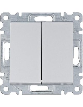 Hager - Conmutador doble - serie lumina de hager - mecanismo con teclas - con bornes de tornillos - plata