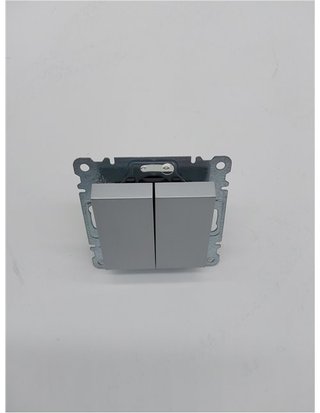 Hager - Conmutador doble - serie lumina de hager - mecanismo con teclas - con bornes de tornillos - plata