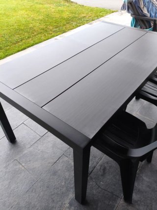 Mesa de jardín negra aluminio