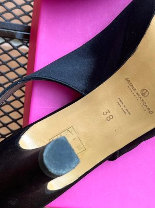 Sandalias de fiesta negras raso talla 38