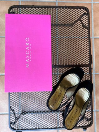 Sandalias de fiesta negras raso talla 38