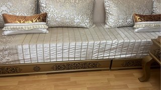 Sofá Árabe Marroquí Beige y Dorado