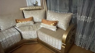 Sofá Árabe Marroquí Beige y Dorado