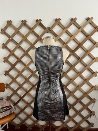 Vestido fiesta negro y plateado