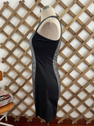 Vestido fiesta negro y plateado