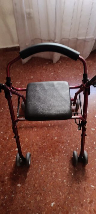Cama articulada, silla de ruedas, andador y mesa
