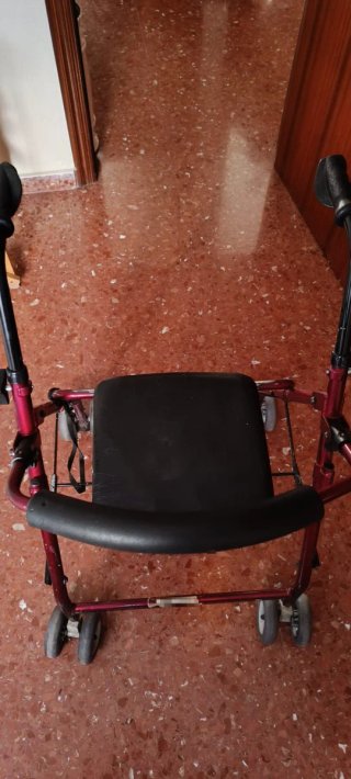 Cama articulada, silla de ruedas, andador y mesa