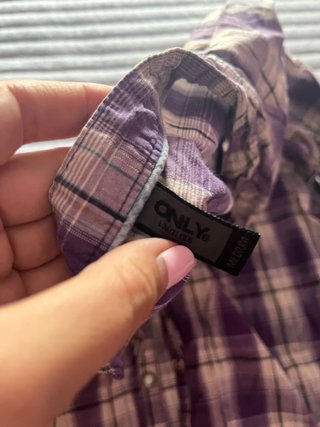 Camisa larga cuadros Only