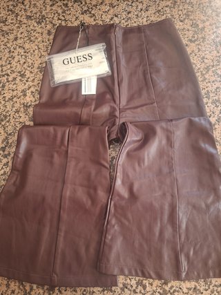 Calças Guess Efeito Pele Novas Castanho
