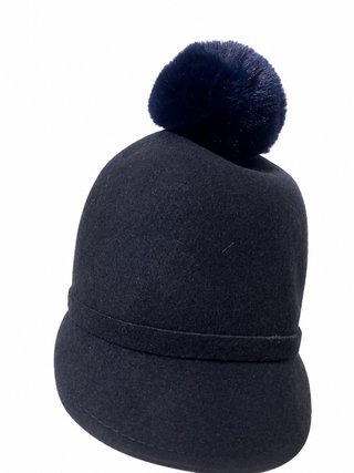 Gorro elegante azul Zara con pompón