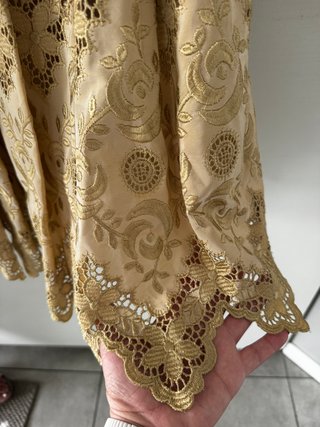 Alberta Ferretti Vestito Seta & Pizzo Beige/Oro