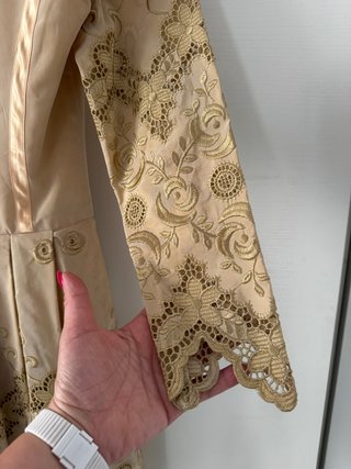 Alberta Ferretti Vestito Seta & Pizzo Beige/Oro