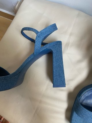 Sandalias tacón denim azul