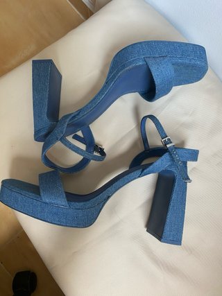 Sandalias tacón denim azul