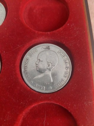 3 Monedas 5 Pesetas Alfonso XIII 1891-1898