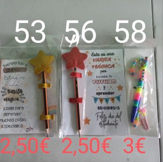 Lápices decorados y marca páginas