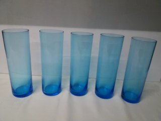 5 Vasos Tubo Vintage Azul