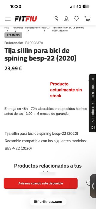 Sillín Bici BESP 22 Fit Fiu Negro/Rosa