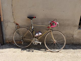 Bicicleta de carretera dorada