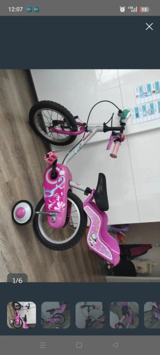 Bici rosa per bambini 14 con ruotine