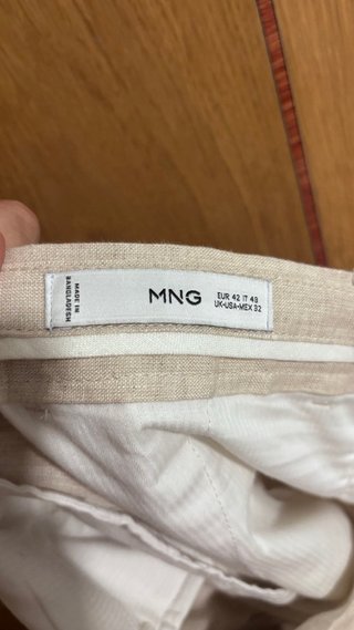 Pantalón Mango Lino Beige Talla M