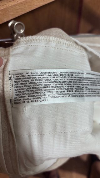 Pantalón Mango Lino Beige Talla M