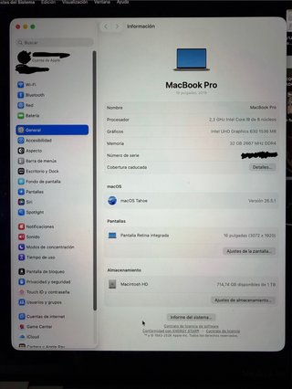 MacBook Pro 16'' Intel Gris Espacial