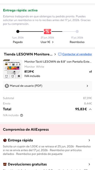 Monitor Touch LESOWN da 8,8"