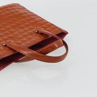 CHANEL Choco Bar Hand Bag Patent leather Orange