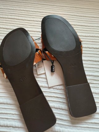 Sandalias Zara Piel Pelo Marrón
