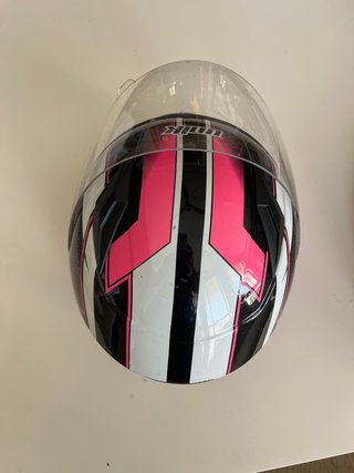 Casco integral moto Unik rosa y negro. 47-48 cms