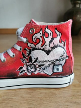 Sneakers High Top Women's Pink Size 39 Airbrush