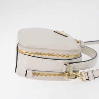 PRADA Hand Bag Leather 2way White Gold Auth