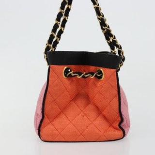 CHANEL Matelasse Chain Shoulder Bag Straw