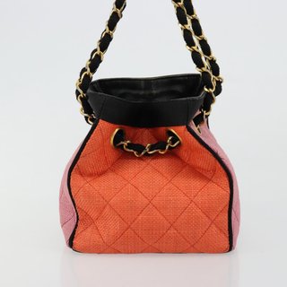 CHANEL Matelasse Chain Shoulder Bag Straw