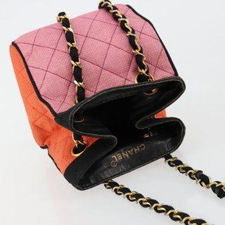 CHANEL Matelasse Chain Shoulder Bag Straw