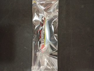 Señuelo de pesca plateado y rojo