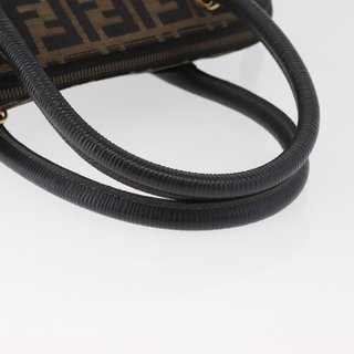 FENDI Zucca Canvas Hand Bag Black Brown Auth