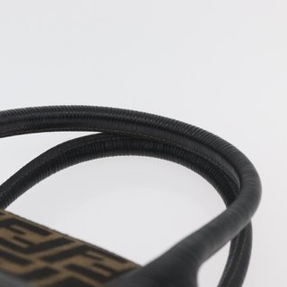 FENDI Zucca Canvas Hand Bag Black Brown Auth