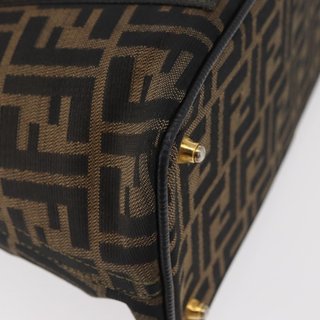 FENDI Zucca Canvas Hand Bag Black Brown Auth