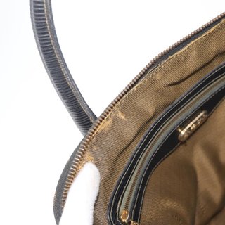 FENDI Zucca Canvas Hand Bag Black Brown Auth