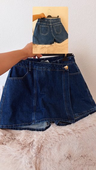Falda pantalón vaquera tiro alto