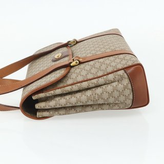 CELINE Macadam Canvas Hand Bag PVC Beige Gold