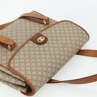 CELINE Macadam Canvas Hand Bag PVC Beige Gold