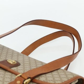 CELINE Macadam Canvas Hand Bag PVC Beige Gold