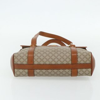 CELINE Macadam Canvas Hand Bag PVC Beige Gold
