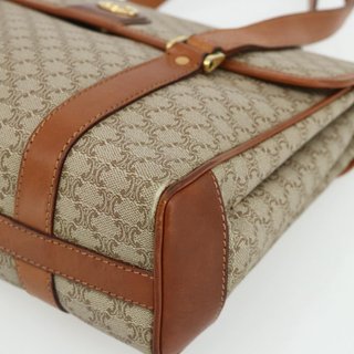 CELINE Macadam Canvas Hand Bag PVC Beige Gold
