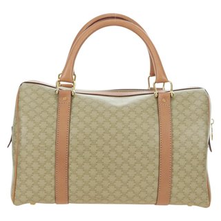 CELINE Macadam Canvas Mini Boston Bag PVC Beige